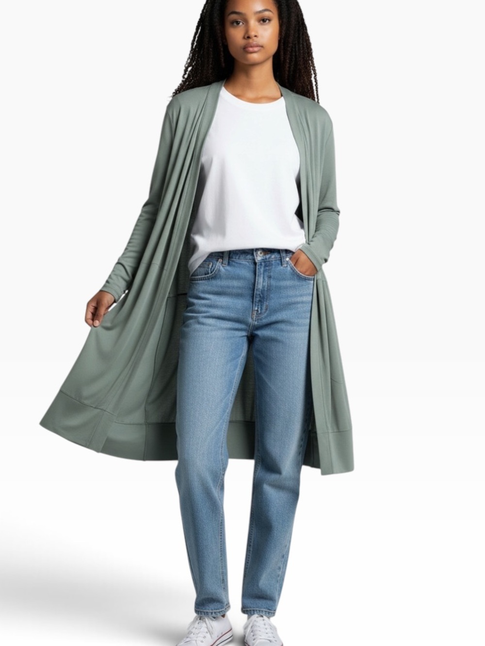 NWT🌺LOGO by Lori Goldstein•Long Open Front Lightweight Duster Cardigan
